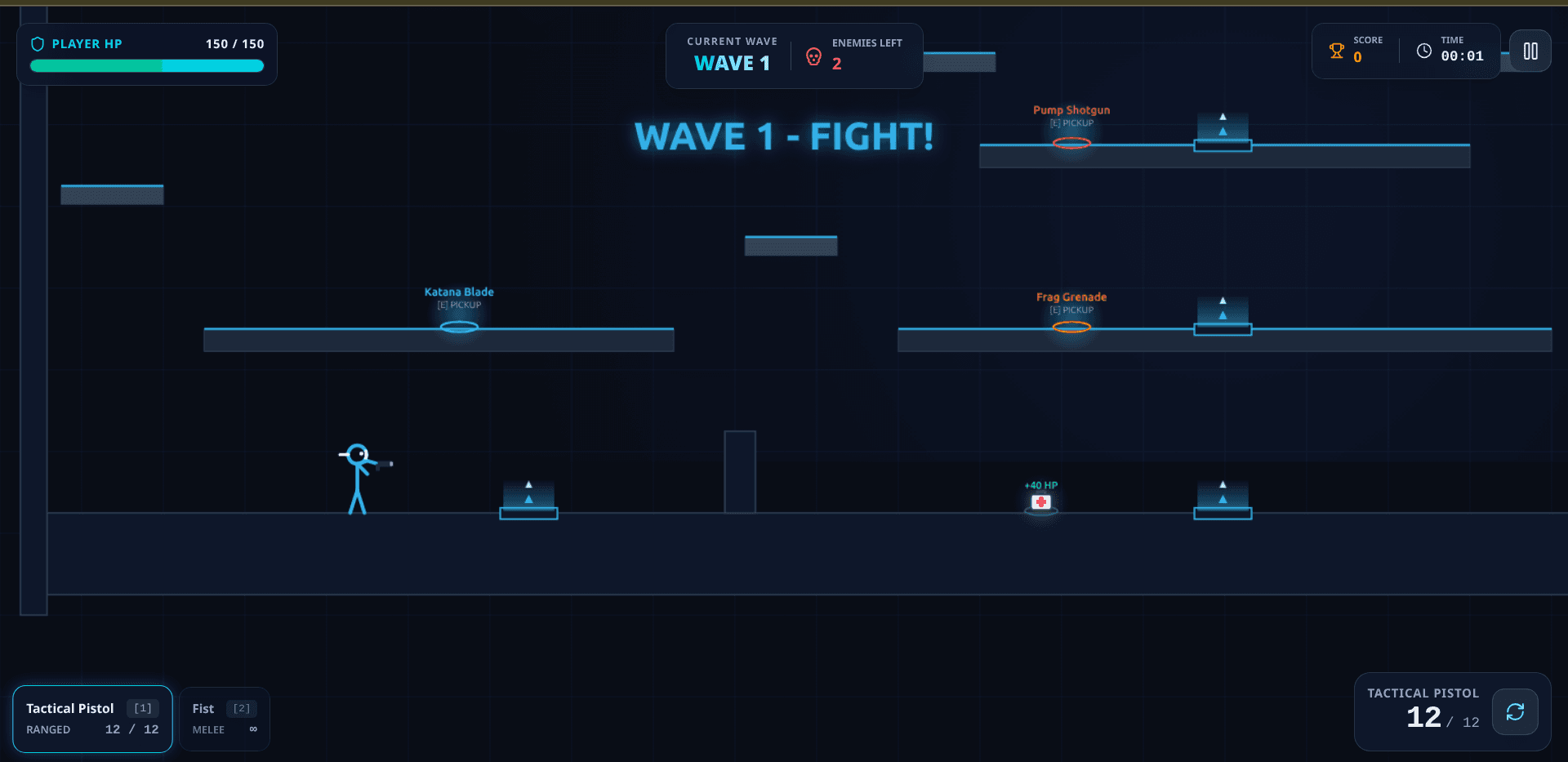 Stickman Arena — 2D Combat Platformer